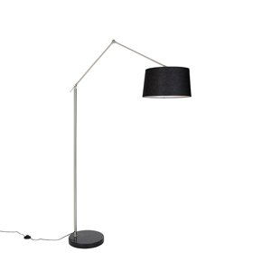 Moderní stojací lampa ocelové lněné stínidlo černé 45 cm - Editor