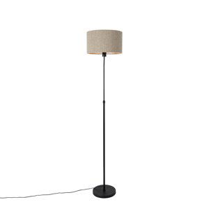 Stojací lampa černá nastavitelná se stínítkem taupe 35 cm - Parte