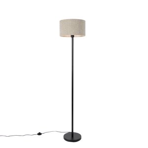 Stojací lampa černá s boucle stínidlo taupe 35 cm - Simplo