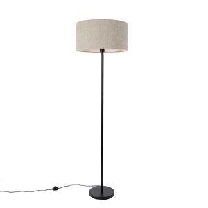 Stojací lampa černá se stínidlem boucle taupe 50 cm - Simplo