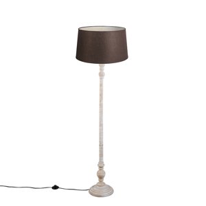 Stojací lampa s plátěným odstínem hnědá 45 cm - Classico