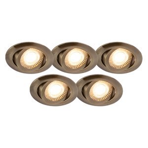 Sada 5ti moderních zapuštěných bodových svítidel bronzová včetně LED 3-stupňově stmívatelné - Mio