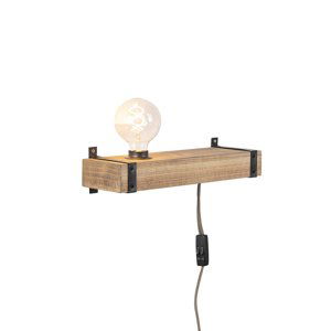 Průmyslové nástěnné svítidlo dřevěné USB - Reena