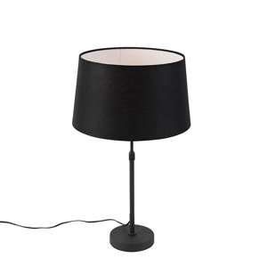 Stolní lampa černá s odstínem černého lnu 35 cm nastavitelná - Parte