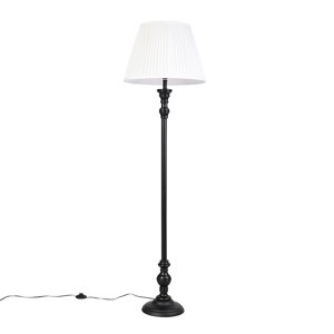 Stojací lampa černá s skládaným odstínem bílá 45 cm - Classico