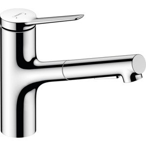 Dřezová baterie Hansgrohe Zesis M33 s vytahovací sprškou, 2 proudy chrom 74820000