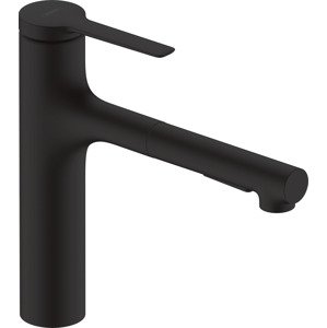 Dřezová baterie Hansgrohe Zesis M33 s vytahovací sprškou, 2 proudy matná černá 74823670