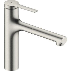 Dřezová baterie Hansgrohe Zesis M33 s vytahovací sprškou, 2 proudy nerez 74823800