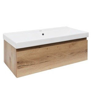 Koupelnová skříňka s umyvadlem SAT B-WAY 99x30x45 cm dub mat BWAY100OAKU1