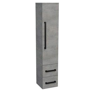 Koupelnová skříňka vysoká s černou úchytkou SAT Cube Way 35x163x33 cm beton mat CUBE3CV35BE