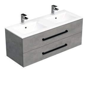 Koupelnová skříňka s černou úchytkou a umyvadlem SAT Cube Way 120x47,5x46 cm beton mat CUBE46C1202BEMOD