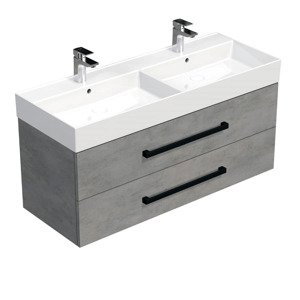 Koupelnová skříňka s černou úchytkou a umyvadlem SAT Cube Way 120x47,5x46 cm beton mat CUBE46C1202BESAT