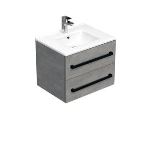 Koupelnová skříňka s černou úchytkou a umyvadlem SAT Cube Way 60x47,5x46 cm beton mat CUBE46C602BEMOD