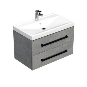 Koupelnová skříňka s černou úchytkou a umyvadlem SAT Cube Way 80x47,5x46 cm beton mat CUBE46C802BEVER