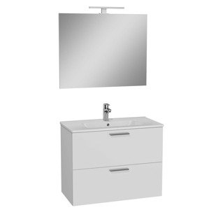 Koupelnová sestava s umyvadlem zrcadlem a osvětlením Vitra Mia 79x61x39,5 cm bílá lesk MIASET80B