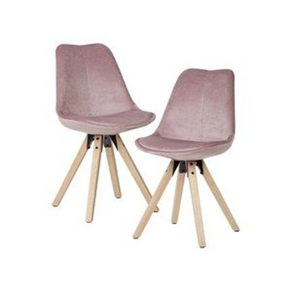 Wohnling Retro židle, 2 kusy (, světle růžová / samet)