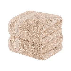 LIVARNO home Froté ručník, 50 x 100 cm, 2 kusy (béžová)