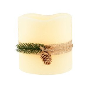 LIVARNO home LED svíčka z přírodního vosku (s páskem a dekorací, nízká)