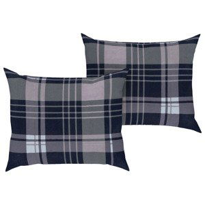 LIVARNO home Potah na polštář z jemného flanelu, 50 x (káro/navy modrá )