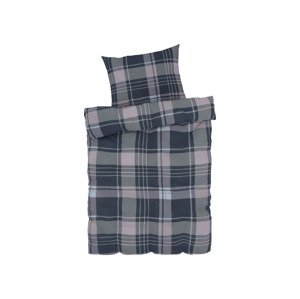 LIVARNO home Ložní povlečení z jemného flanelu, 140 x (káro/navy modrá )