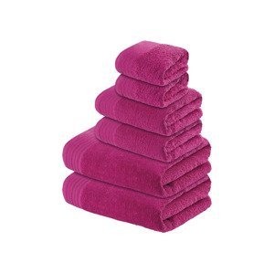 LIVARNO home Sada froté ručníků, 6dílná (růžová)