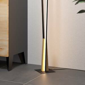 EGLO LED stojací lampa Panagria, černá dřevěný detail