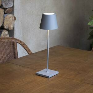 FARO BARCELONA LED stolní lampa Toc s USB nabíječkou, IP54, šedá
