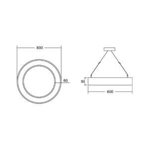 BRUMBERG BRUMBERG Biro Circle Ring5 Ø 60 cm nahoru/dolů DALI stříbrná 840