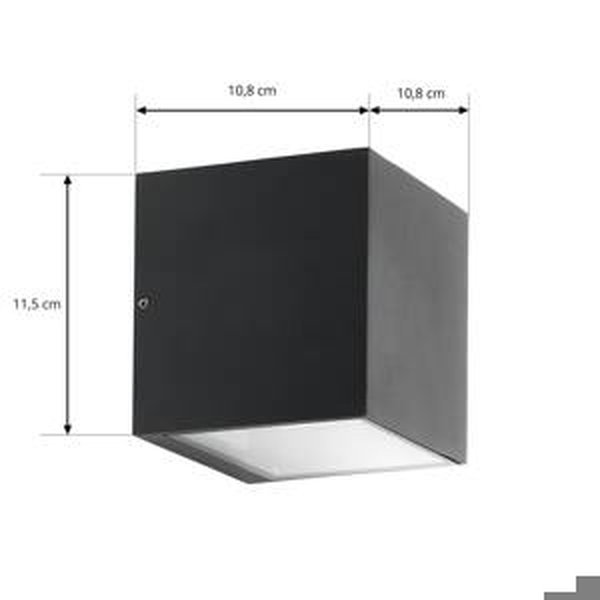 PRIOS Venkovní nástěnné svítidlo Prios Tetje černé hranaté 11,5 cm, sada 2 kusů