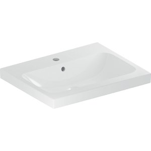 Geberit iCon - Umyvadlo na desku 600x480x160 mm, s přepadem, s otvorem pro baterii, KeraTect, bílá 501.847.00.2