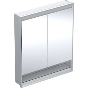 Geberit ONE - Zrcadlová skříňka s LED osvětlením, 750x900x150 mm, 2 dvířka, s nikou, vestavná, hliník 505.822.00.1