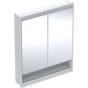 Geberit ONE - Zrcadlová skříňka s LED osvětlením, 750x900x150 mm, 2 dvířka, s nikou, vestavná, bílá 505.822.00.2