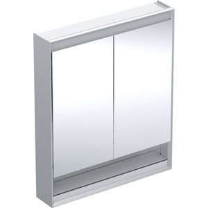 Geberit ONE - Zrcadlová skříňka s LED osvětlením, 750x900x150 mm, 2 dvířka, s nikou, hliník 505.832.00.1