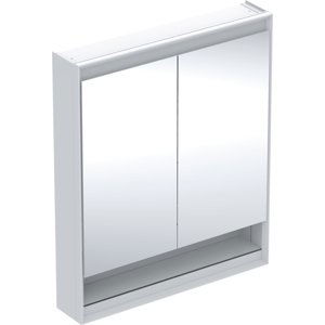 Geberit ONE - Zrcadlová skříňka s LED osvětlením, 750x900x150 mm, 2 dvířka, s nikou, bílá 505.832.00.2