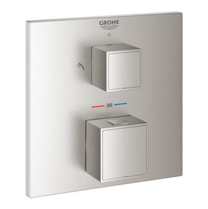 Grohe Grohtherm Cube - Termostatická baterie pod omítku pro 2 spotřebiče, supersteel 24154DC0