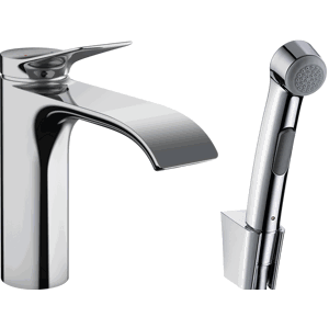 Hansgrohe Vivenis - Páková umyvadlová baterie s ruční sprchou Bidette a sprchovou hadicí 160 cm 75210000