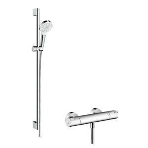 Hansgrohe Crometta - Sprchový set Vario s termostatem Ecostat 1001 CL, 2 proudy, bílá/chrom 27813400