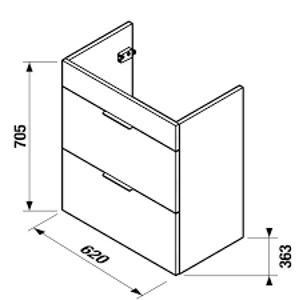 JIKA Tigo - Skříňka pod umyvadlo 650 mm, 2 zásuvky, bílá H40J2144015001