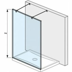 Jika Pure - Skleněná stěna pevná včetně dvou vzpěr, 1200x2000 mm, s úpravou Jika Perla Glass H2674200026681