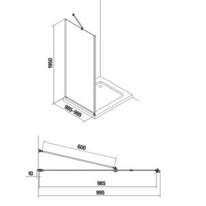 JIKA Pure - sprchová stěna 1000mm, čiré sklo H2974230026681