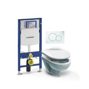 Závěsný WC set Geberit Duofix (modul, tlačítko Sigma 01 bílá, Nova Pro klozet + sedátko) B1G