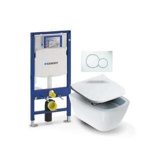 Závěsný WC set Geberit Duofix (modul, tlačítko Sigma 01 bílá, Traficc klozet + sedátko) B1H