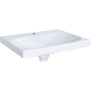 Geberit Acanto - Umyvadlo 600x482 mm, otvor pro baterii, se skrytým přepadem, s KeraTect, bílá 500.629.01.8