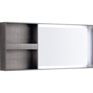 Geberit Citterio - Zrcadlo 1334x584 mm s LED osvětlením a poličkou, šedohnědý dub 500.571.JJ.1