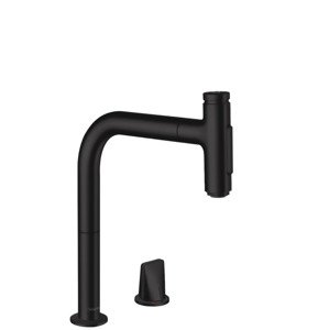 Hansgrohe M71 - Dřezová baterie M7120-H200 s výsuvnou sprškou, 2-otvorová instalace, sBOX, matná černá 73818670