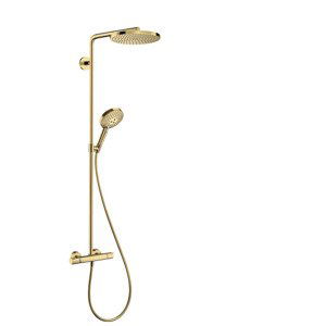 Hansgrohe Raindance Select S - Sprchový set Showerpipe s termostatem, 3 proudy, leštěný vzhled zlata 27633990