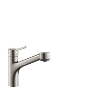 Hansgrohe Talis M52 - Dřezová baterie M5216-H170 s výsuvnou sprškou, sBOX, vzhled nerezu 73860800