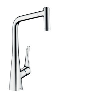 Hansgrohe Metris New - Dřezová baterie s výsuvnou sprškou, chrom 14820000