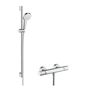 Hansgrohe Croma Select S - Sprchový set Vario s termostatem, 3 proudy, sprchová tyč 900 mm, bílá/chrom 27014400