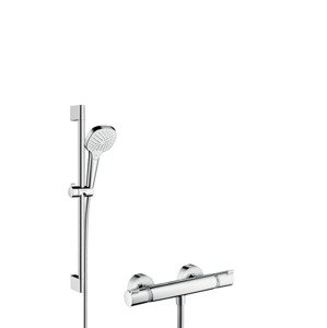 Hansgrohe Croma Select E - Sprchový set Vario s termostatem, 3 proudy, sprchová tyč 650 mm, bílá/chrom 27081400